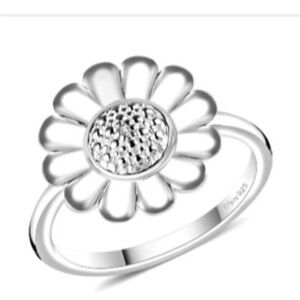 D’Joy 925 Silver Ring Diamond Accent Floral Ring